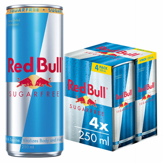 Red Bull Energy Drink - Sugar Free - 250ml (4 Pack)